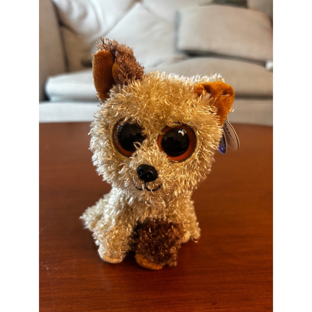 Ty Beanie Boos Rootbeer Dog Plush 6 Inch Tan Brown Glitter Eyes 36087